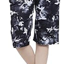 UZARUS Women's Girls Cotton Three Fourth Capri Shorts with Two Zippered Pockets-image-32