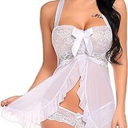 SoSh Women Babydoll Nightwear Lingerie Swimming Party Swimwear Beachwear Sheer Honeymoon Lingerie for Women Lace Free Size-image-104