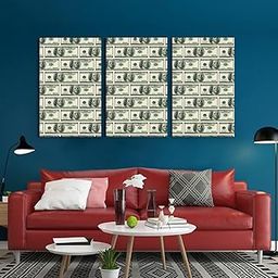 GADGETS WRAP Canvas Gallery Wrap Framed for Home Office Studio Living Room Decoration (3Part, 14x27inch Each) - Money Money Money-image-12
