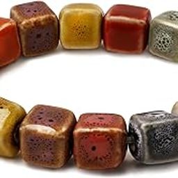 Bohemian Colorful Cubic Beads Bracelet, Native American Jewelry, Gift for Women, Small, Ceramic, no gemstone-image-30