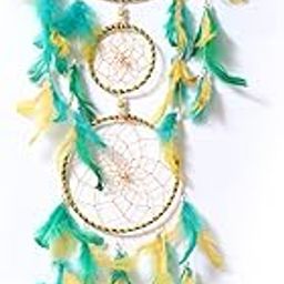 Good Aura Store Dream Catchers with Light Home Decor, Feather Wall Hangings for Kids Room, Bedroom, Livingroom, Balcony, Cafe Decorations, Gift Items (Pack of 1,18LX87Hcm, Grn&Yllow)-image-22