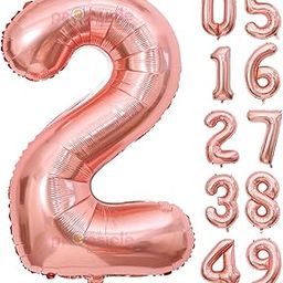 Propsicle 16 inch Birthday Foil 2 Number Helium Balloon Party Decoration Rose Gold Pack of 1 | 2 Year No. Balloons Birthday/Anniversary | Two Number-16