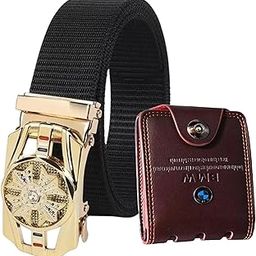 Men’s Formal/Causal Automatic Push Lock Nylon Woven Belt Combo Set for Men RA34-image-81