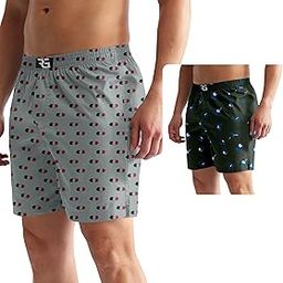 Men's Multicolor Cotton Blend Assorted Boxer Shorts| Regular Fit | Elasticated Waistband | Back Pocket | Mens Boxers|Pack of 2-image-73