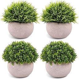 Dekorly® 4 Packs Artificial Potted Plants Bathroom Fake Shelf Plant Office Table Decor Mini Green Faux Topiary Kitchen Cabinet Farmhouse Decorations (4 Plastic Pots)-image-6