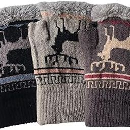 Fingerless Winter Gloves, Fur-Lined Knit Mittens with Nordic Pattern, Pack of 1 (Random Colour)-image-12