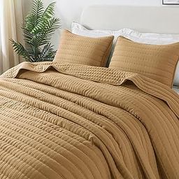 ROARINGWILD Pumpkin Yellow Twin Size Quilt Bedding Sets with Pillow Sham, Mustard Lightweight Bedspread Coverlet, Quilted Blanket Thin Comforter Bed Cover for All Season, 2 Pieces, 68x90 inches-image-84