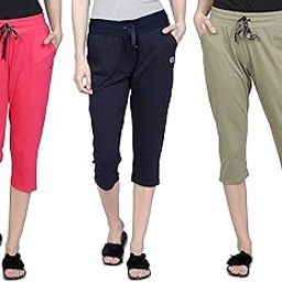 Womens Solid Regular Fit Cotton Capri Pyjama Pants with Side Pockets (Pack of 3) WCCOMBO3_20_New-image-39