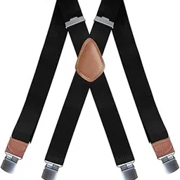 yashidun Men's Four Clip Suspenders X Shaped Adjustable Elastic Braces with Metal Clips-picture-2