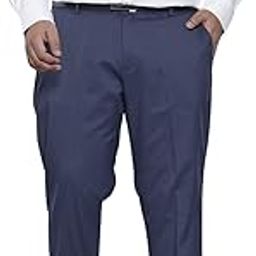 by The Indian Garage Co Men Plus Size Regular Fit Self Design Mid-Rise Stretchable Trousers-image-31