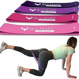 BULMARC Resistance Band Loop Band Set of 4 Bands Exercise Bands 30 Plus Exercises Guide Carry Bag for Squats, HIPS, Legs, Butt, Glutes and Heavy Workouts-image-46