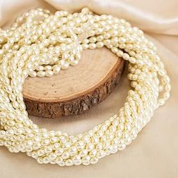 SATRA TRADERS (Size : 6mm 1 Bunch) (1200 Pcs) Oval Shape Plastic Pearl Beads DIY Jewellery Craft Making Necklace, Bracelet (Cream)-15