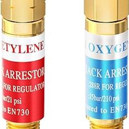 JZWELD Flashback Arrestors - Oxygen Acetylene Flashback Arrestor Set Regulator End 9/16-18 Threads B Size-image-55