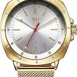 Fastrack Vyb Quartz Analog Silver Dial Gold Sheet Metal Strap Watch for Men-FV30014YM01W-11