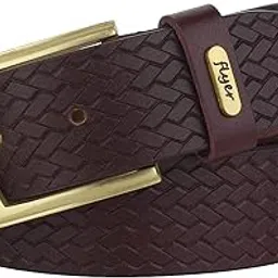 flyer Men's Leather belt (Formal/Casual) (Colour -Brown) Buckle Adjustable Size Genuine Leather (BR2123)-picture-4