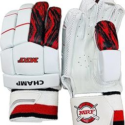 M*R*F Champ Leather Palm Cricket Batting Gloves, Ideal for Coaching, Training, Academy Play, Amateur Level (Champ White/Red, Youth RH, Right)-image-12