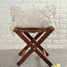 AASHIYANA SAJONA Cotton Handmade Cotton Macrame Cushion Pillow Cover Boho Home Decor Abstract Pattern 12 x 20 Inch in Off White Color - 1 Pcs-image-84