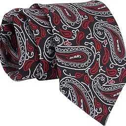calixto Mens Micro Self, Necktie Gift Set Formal Tie (Pack of 1) (Red & Black)-picture-18