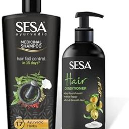Sesa Ayurvedic Medicinal Shampoo & Conditioner - Hairfall Control & Anti-Dandruff - Infused with 17 Ayurvedic Herbs - Smooth & Shiny Hair - Men & Women-image-4