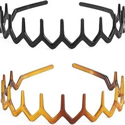Plastic Tooth Hair Comb Headband Hard Hairbands Zig Zag Hairband Fashion Sharks Teeth Hair Bands Wavy Toothed Hairband Comfort Headbands for Women Girls Men Boys(Black)-picture-11