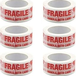 Ultra Strong Handle with Care Pack of 6 Fragile Tape Printed and Packaging Tape (2 Inch X 65Meters), 40 micron Multipurpose Home, Office Use DIY-10