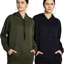 mack jonney Solid Hooded Cotton Fleece Sweatshirt for Women (Pack of 2)-MACK50949-picture-1