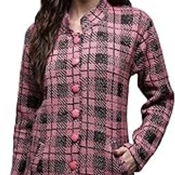 Women Wool Banded Collar Cardigan-image-59
