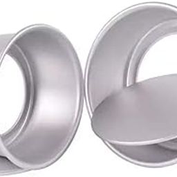 FOOTTOES Round Removable Bottom Small Cake Mould Set of Two Pieces 4,5 INCH Loose Base Tin for Oven and Cheese Cake Mould 2.5 Height (Silver)-10