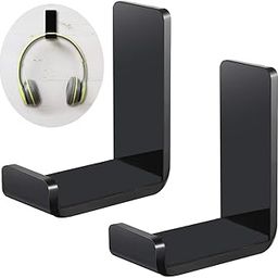 Siyara DEVICE OF PS Headphone Stand Wall Mount | U-Shape Design | Space-Saving Headset Hanger Hook for Desk, Studio, Gaming Setup, Office & Home | Durable & Easy to Install - Black (Pack of 2)-14