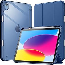 JETech Cover Case for iPad (A16) 11th/10th Generation (2025/2022) with Pencil Holder, Clear Transparent Back Shell Slim Stand Shockproof Tablet Cover, Auto Wake/Sleep (Navy)-image-55