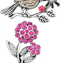 Combo of Floral and Sparrow Shaped Wedding Brooch/Lapel Pin with Pink, White Crystals for Women (CO1105459R)-19