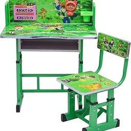 KMAX Kids Study Table and Chair Set | Height Adjustable Ergonomic Wooden Desk Chair for Boys & Girls, Cool Design for Toddlers and Children, Durable & Comfortable |Colour -Green| (DIY)-image-5
