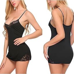 Trendy Women Babydoll Lingerie Set for Honeymoon for Woman Thongs| Mini Sexy Night Dress Above Knee Baby Doll Night Dress Black Free Size (28 to 34) Inch-image-25