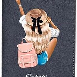 Stylish Leather Passport Cover for Her | Girl Printed Passport Cover with Name | Name Printed Passport Holder | Stylish Travel Accessory for Her (Solo Girl Traveller)-image-9