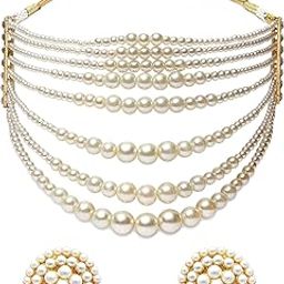 Pearl Necklace Jewellery Set for Women Latest Stylish Design Fancy Wedding Party Choker (15863s)-image-60