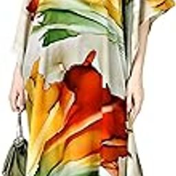 Silk Sutra Women's Ethnic Wear Elegant Multicolor Silk Maxi Dress – Silk Sutra Women's V-Neck, Free Size, 3/4 Sleeves Nightgown (STC-SILK-KAFTAN-178-image-26