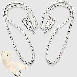 OKO Iyengar Yoga Wall Ropes | Size - Long |14 mm | White Color | With Yoga Belt-25