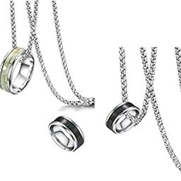 Radium Ring (Glow in the Dark) & Smart Temperature Monitor Ring Stainless Steel Pendant With Chain Combo-picture-37