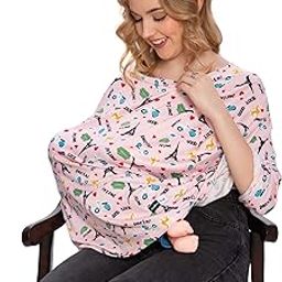 Feather Hug® 360° Premium Nursing Cover for Breastfeeding - Feeding Apron for mom, Stretchy Feeding Cover for Mother, Real Breathable Breast Feeding Cover (Pink Eiffel)-image-59