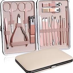 Manicure Set Nail Clipper Kit – Stainless Steel Nail & Pedicure Tools for Men & Women | Professional Grooming Kit for Hand, Foot, Skin & Facial Care in Travel Case (18 in 1)-image-77