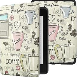 SwooK Classic Printed Magnetic Flip Cover Case for 6.8" Kindle Paperwhite 11 11th Generation 2021 / Kindle Paperwhite Signature Edition Soft Back Flip Cover Case (Coffee)-image-66
