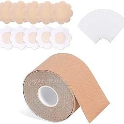 Boob Tape with 10 Nipple Pasties & 36 Fashion Tape Multipurpose Body Tape for Women Push Up & Lifting Breast Tape Breast Lift Bra Tape Bob Tape for Breast Lift Double Sided Tape for Clothes-image-27