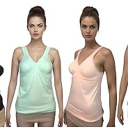 Women's Cotton Slips Camisole - Wide Strap, Ideal Everyday Wear Nightwear, Salwar & Churidar Petticoat, Combo Pack- Bodyshape Pack of 4 Multicolor-picture-18
