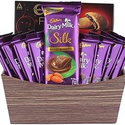 Astonished Retail Creamy Dairy Milk Silk with Chocolaty Dark Fantasy | Dairy Milk Chocolate Basket | Chocolate Gift Hamper for Holi, Rakhi, Christmas, Birthday, Anniversary, Diwali, 1-image-22