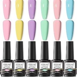 ROSALIND 6 Colors Nail Polish, Semi- Nail Gel UV LED Lamp, Manicure Kit, Gel Nail Polish 6Pcs-SET 2-28