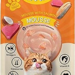PETS EMPIRE Moochie Tasty Wet Cat Food (85 g X 6 Pouches) Mousse with Salmon, Grain Free Cats Gravy Meal, No Artificial Flavours Kitten Food, Non-Vegetarian Cat Foods Pouch for Kittens-image-66