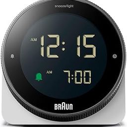 Braun Digital Alarm Clock with Snooze, Negative LCD Display, Rotating Bezel for Quick time Setting, Crescendo Beep Alarm in White, Model BC24W.-image-11