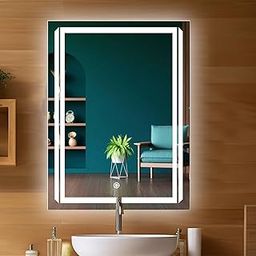 Sunsyze Premium Rectangular Led Mirror for Bathroom, Touch Sensor Mirror with Light || 3 Color Lights with Brightness Adjustable (Warm, White and Natural Light) (Square Designed)-picture-19