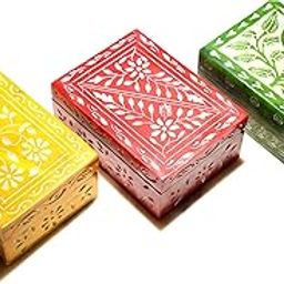 MARBOGLASS India Marble Storage Box for Home and Office Purpose |Floral Carving Decorative Box for Jewellery Storage/Gift |Trinket Ornament Box/Gift Holder with Traditional Design (Set of 3)-image-63