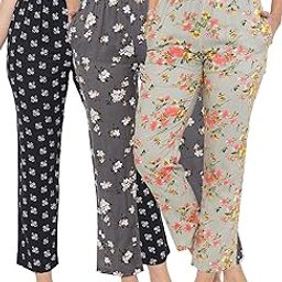 Women'S Pack Of 3 Rayon Assorted Color & Prints Pyjama-14